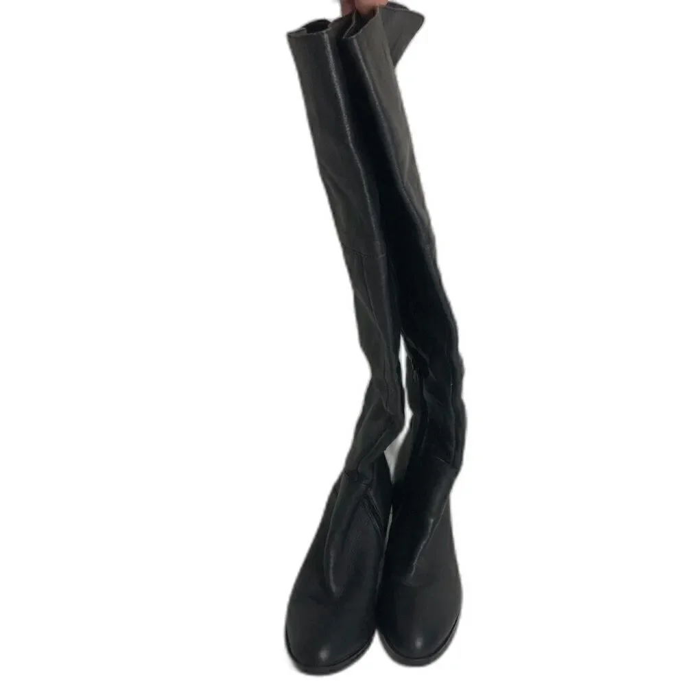 STEVE MADDEN Boots Women's Size 6.5 Black Roman Leather Knee High Shoes